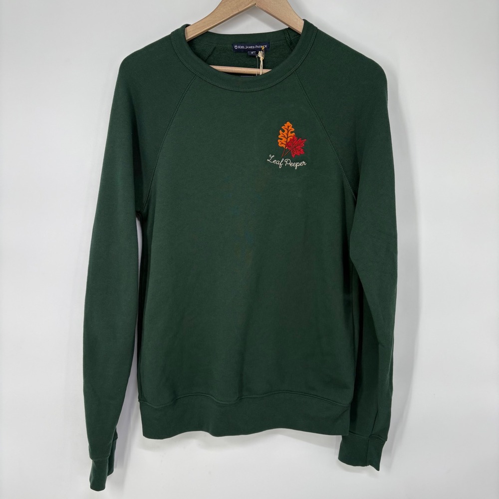 Kiel James Patrick Leaf Peeper Sweatshirt Green Fall Embroidery Mens Small NWT